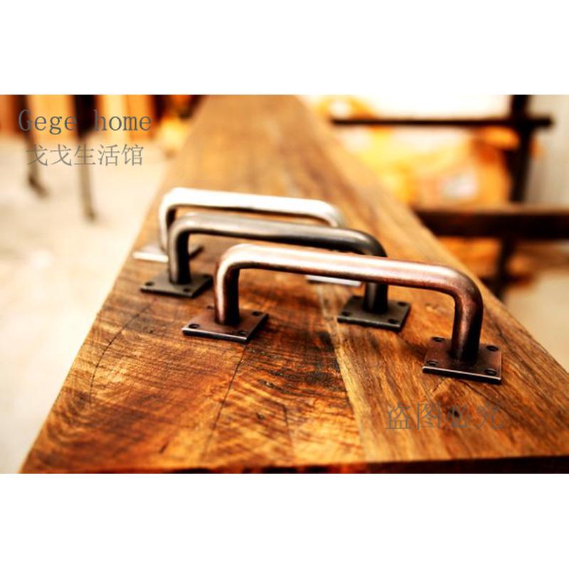 #K8欧美铁艺时尚小拉手谷仓门把手大门木门铁门移门衣橱柜门拉手