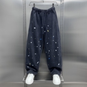 宽松小众设计垂感直筒卫裤 2026春季 潮 泼墨涂鸦运动休闲裤 潮男个性