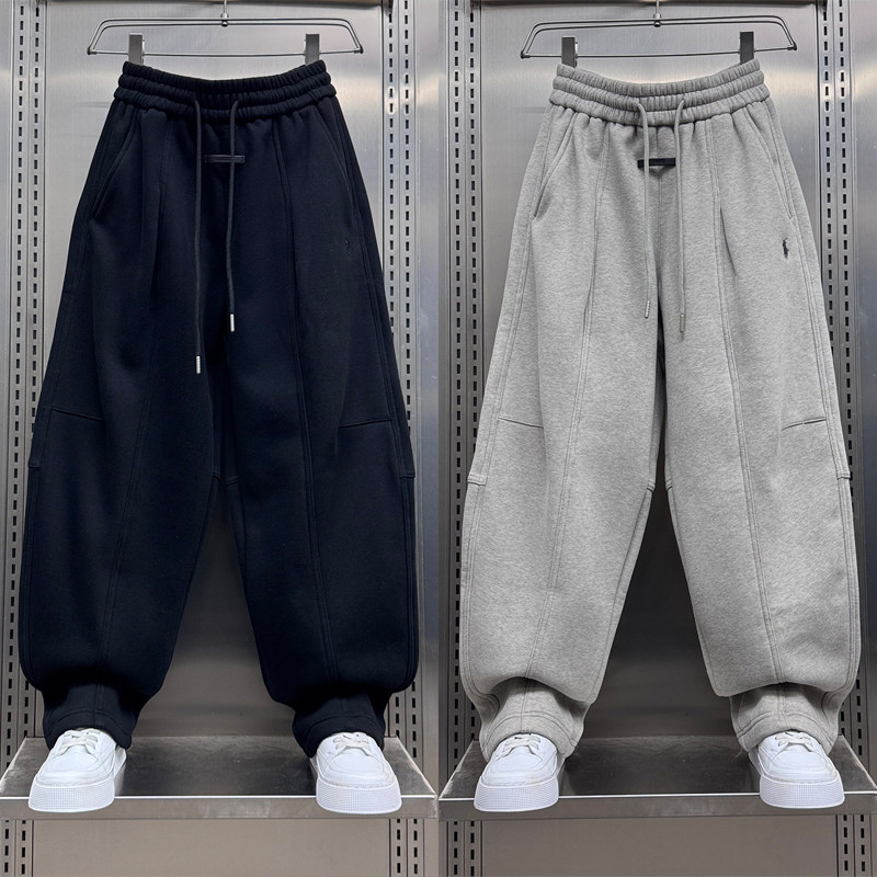 冬季新款潮牌轻奢加绒加厚休闲卫裤男士宽松百搭直筒哈伦老爹裤子,男装,休闲裤,淘宝优惠券,粉丝福利购,淘宝优惠卷