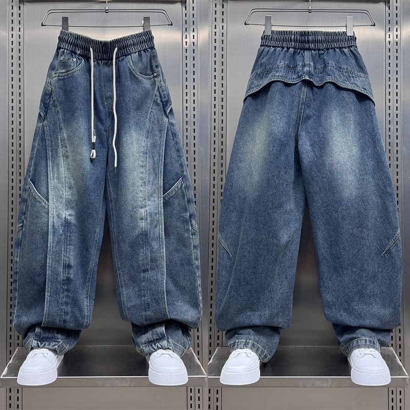 秋季美式复古水洗牛仔裤子男
