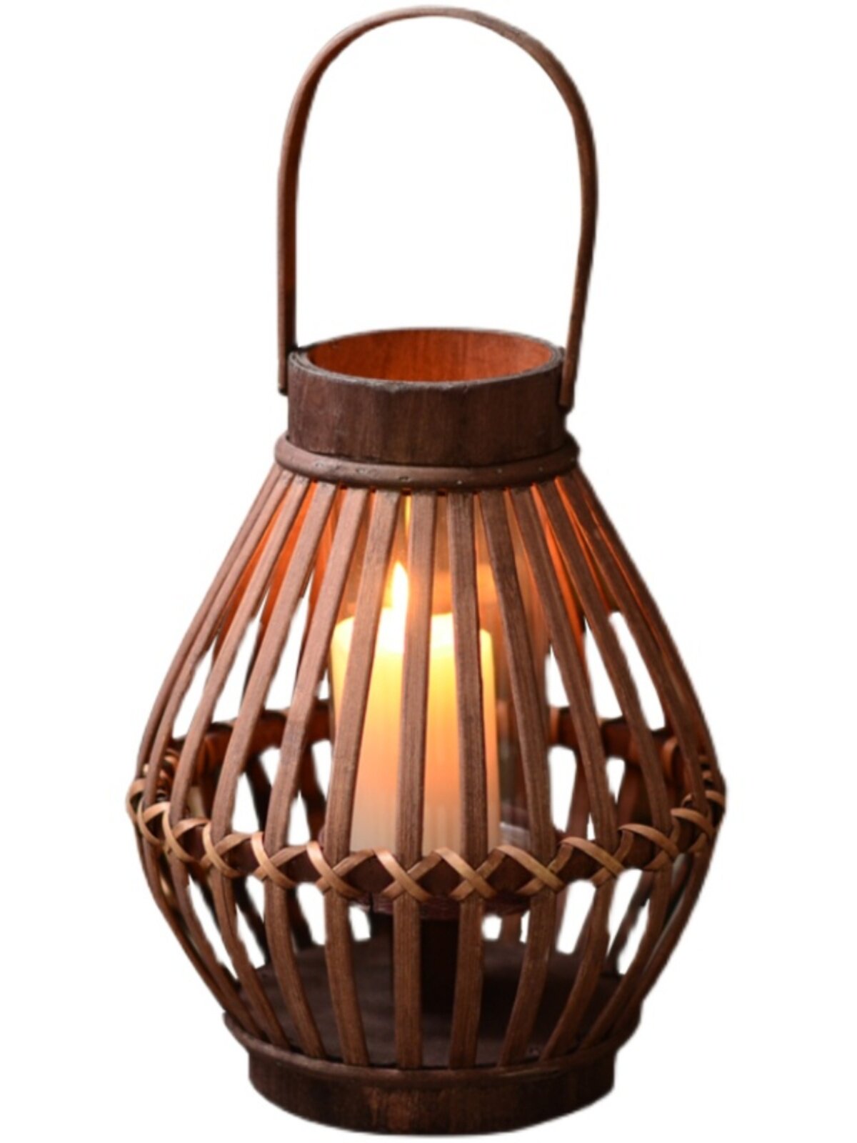 唐宋风中式烛台竹编风灯家用氛围感餐桌台面灯笼复古w民宿酒吧摆