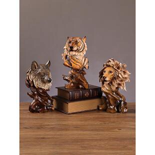 创意轻奢高档酒柜客厅树脂摆件老鹰玄关家居装饰品狮子老虎工艺品