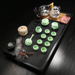 家用简约整套全自动客厅功夫茶台茶海高档 乌金石茶盘轻奢茶具套装
