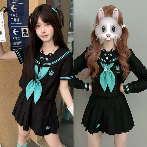 初音小熊来信水手服jk百褶裙套装