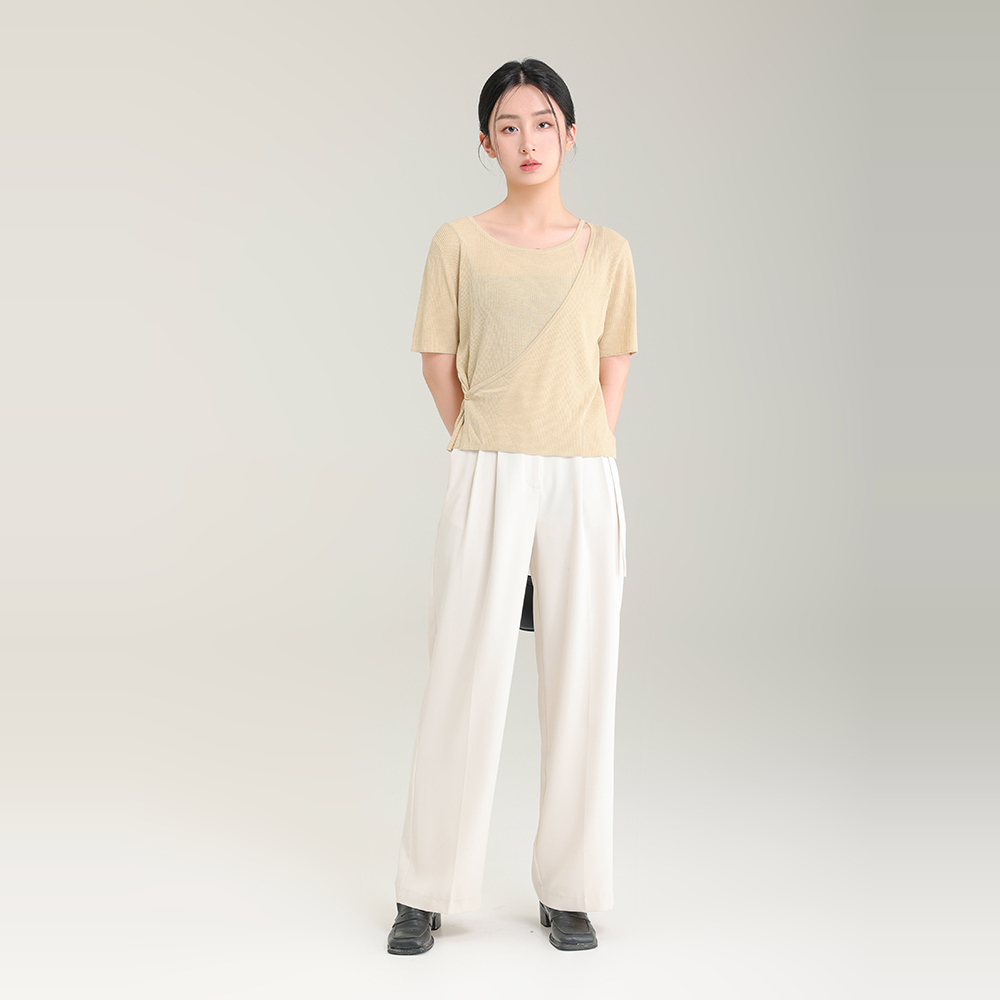 AIRIQI奥莱女装短袖针织衫都市时尚百搭镂空设计上衣AN32MS710