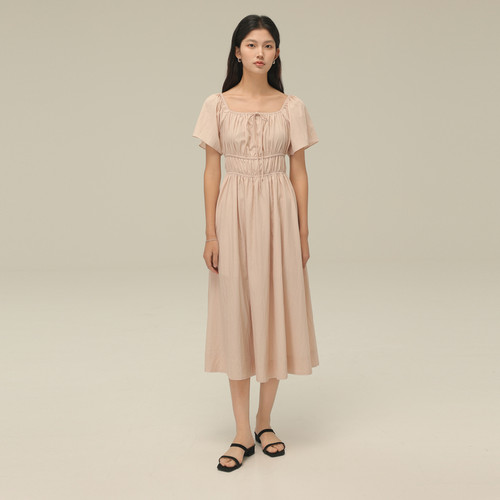 AIRIQI奥莱女装时尚梭织X型长款连衣裙AX42LQ628