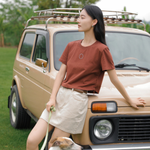 AIRIQI奥莱女装正肩短袖时尚印花简约显瘦抽绳圆领T恤AX42TX237