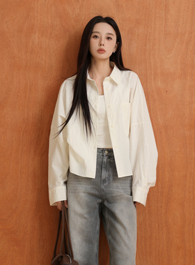 AIRIQI奥莱女装初秋外套时尚百搭极简显瘦慵懒短款衬衫BR41CS186