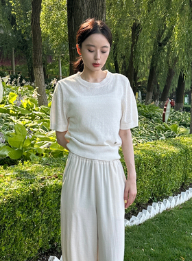 AIRIQI奥莱女装短袖针织衫都市极简老钱风气质短款毛衫AH42MS075