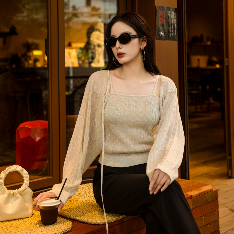 AIRIQI奥莱女装针织两件套都市显瘦气质极简早春套装AH42TZ433