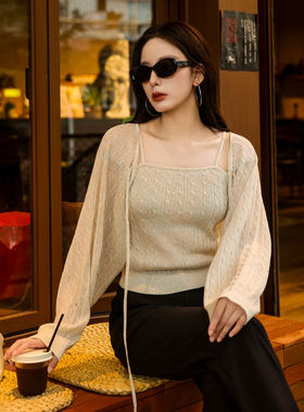 AIRIQI奥莱女装针织两件套都市显瘦气质极简早春套装AH42TZ433