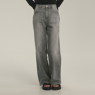 AIRIQI奥莱女装高腰牛仔裤时尚休闲显瘦阔腿直筒长裤AI41NC095