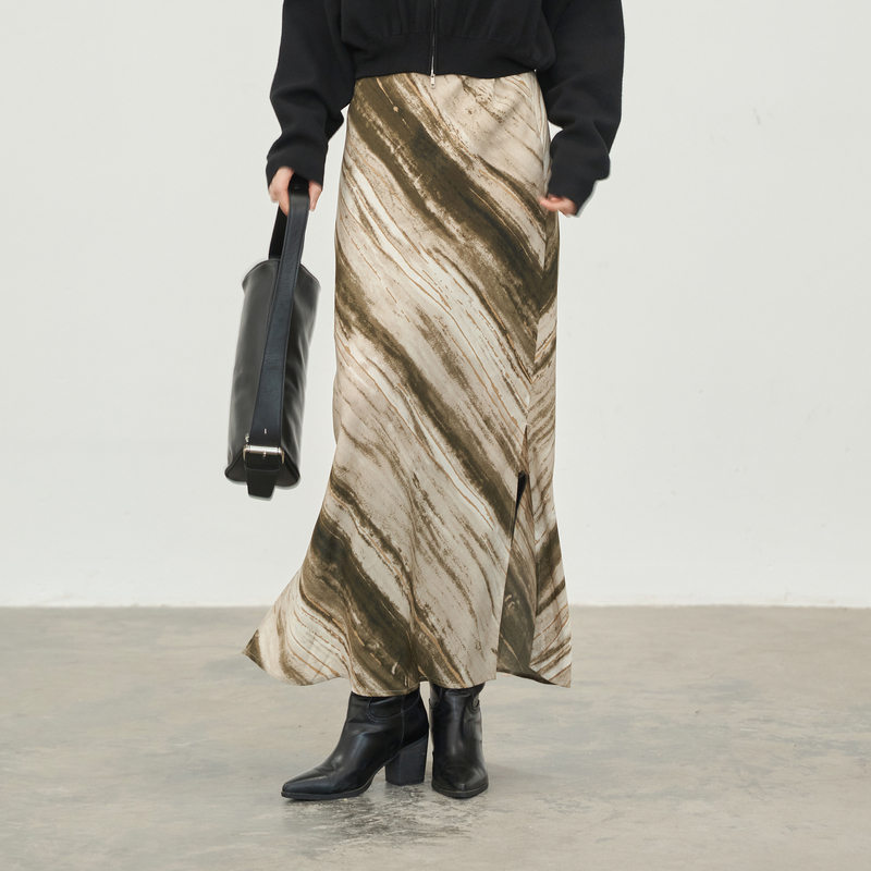 AIRIQI奥莱女装时尚梭织H型长款半身裙AY33BQ176