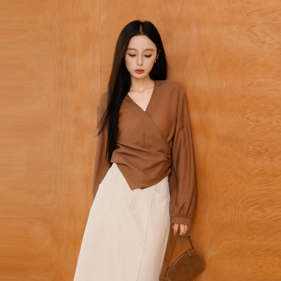 AIRIQI奥莱女装新中式衬衫通勤极简百搭显瘦短款衬衫BZ41CS014