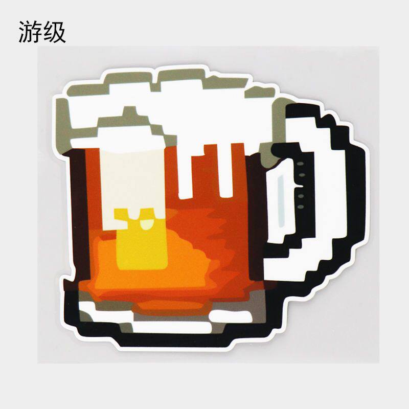 搞笑像素啤酒杯防水车贴创意摩托电动车头盔贴个性三角窗贴