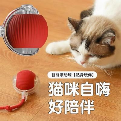 猫咪玩具球耐咬自嗨逗猫球自动玩具球解闷神器智能带绳宠物玩具
