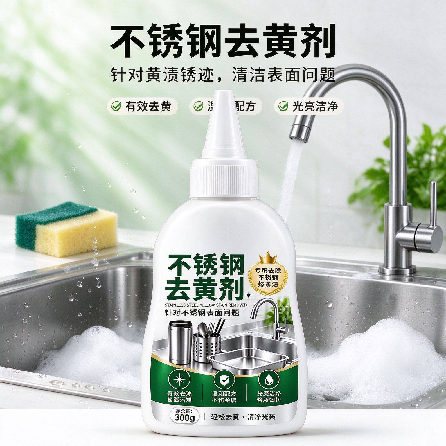 锅底烧黄专用清洁剂不锈钢去黄剂清洗水槽锈迹黑焦渍不伤金属一擦