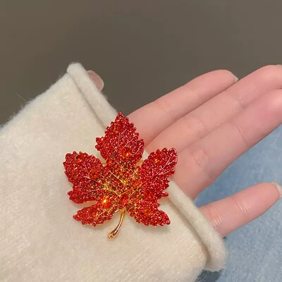 精致胸花高档小众别针设计感手工【精致枫叶胸针】XZ-094