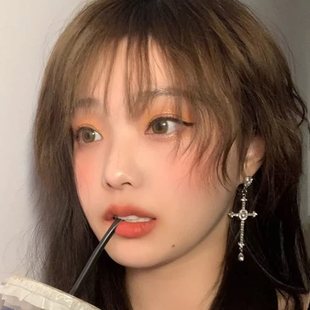 亚比耳夹锆石十字架耳环少女朋克长款耳钉流苏耳夹嘻哈镶钻蹦迪超