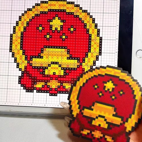 爱国国徽拼豆成品卡通头像