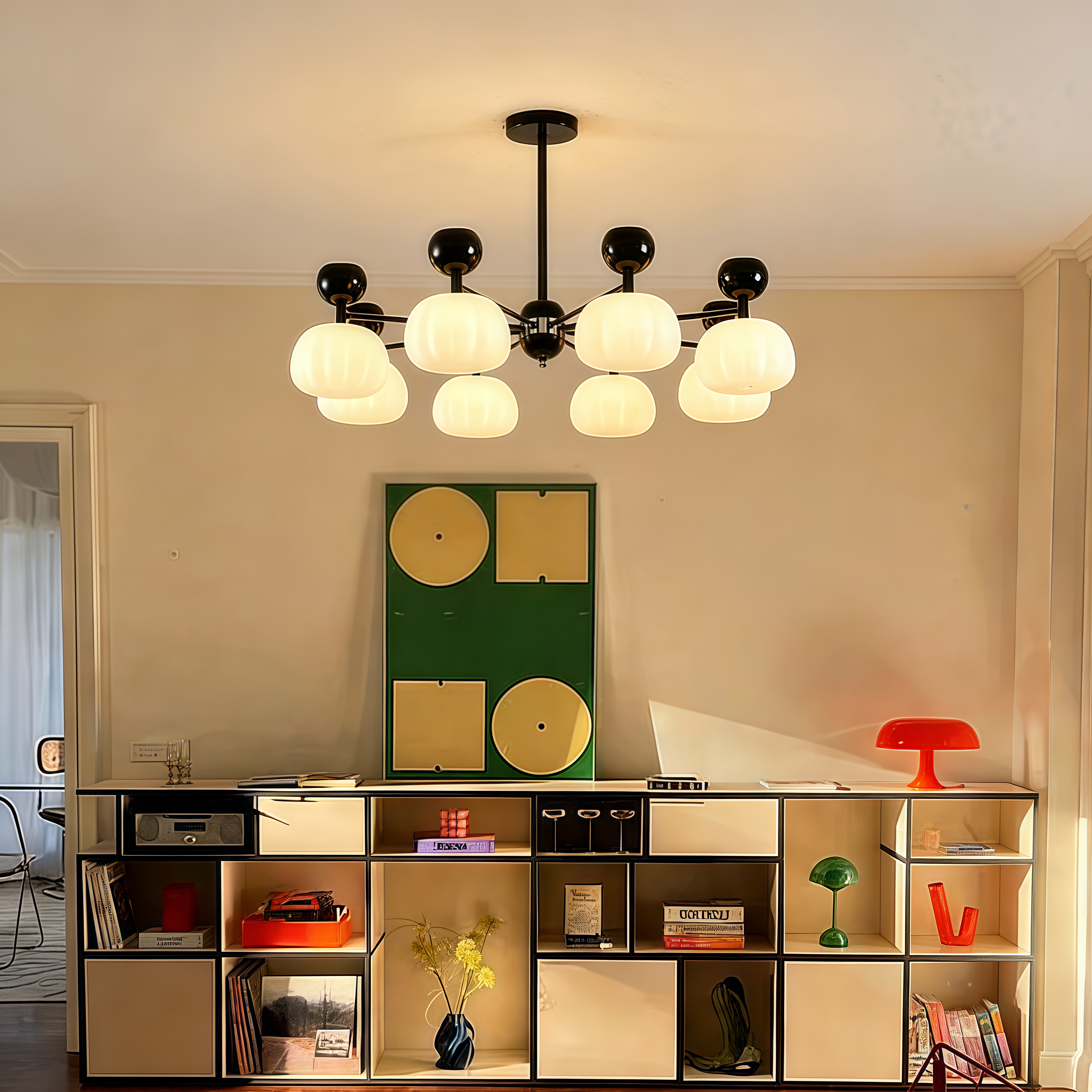 中古风客厅吊灯美式复古南瓜造型玻璃灯罩大厅主灯高级感护眼灯具,家装灯饰光源,客厅吊灯,淘宝优惠券,粉丝福利购,淘宝优惠卷