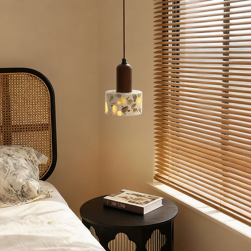 侘寂风透光石床头玄关吊灯