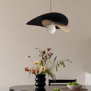 设计师法式 帽子吊灯北欧奶油原木中古风吊灯餐厅卧室书房吧台灯