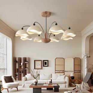 灯提督中古风客厅吊灯主灯蛋壳美式复古高级感胡桃木色法式灯具