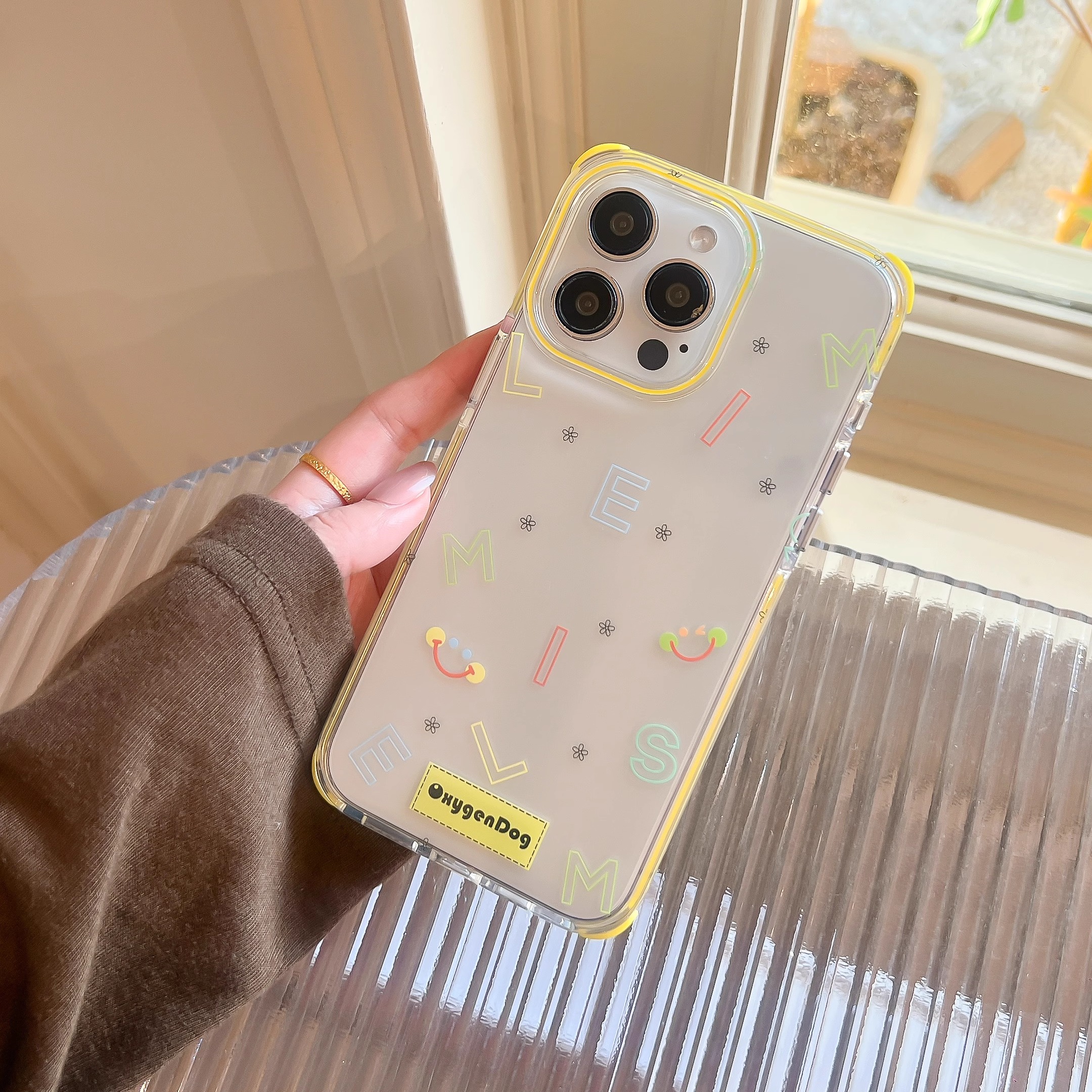 新款原创适用苹果16promax透明彩色字母14promax小清新iphone15pro手机壳14pro不会撞15软14情侣13四角防摔套