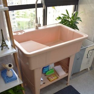 洗衣家用搓衣板水池槽加厚色仿大理石洗衣盆带搓板洗衣池阳台塑料