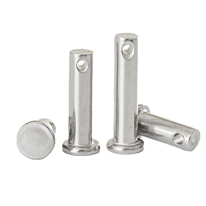 。304不锈钢销轴平头带孔销插销销钉圆柱销子M3M4M5M6M8M10mm-M20