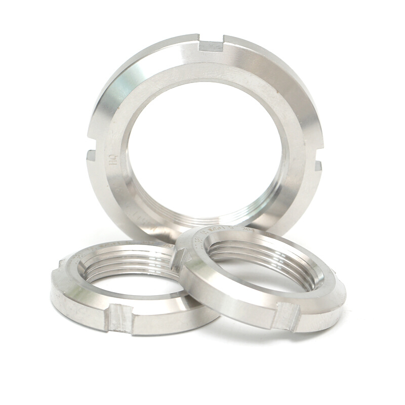 。DIN981 304不锈钢圆螺母开槽螺母轴承锁紧细牙园螺母止退小并帽