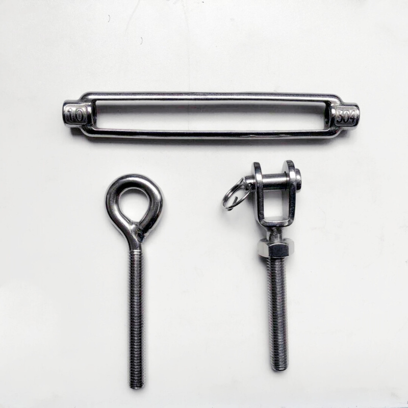 。304/316不锈钢花篮螺丝M5M6M8M10M12钢丝绳拉收紧器UU/CU/OU型