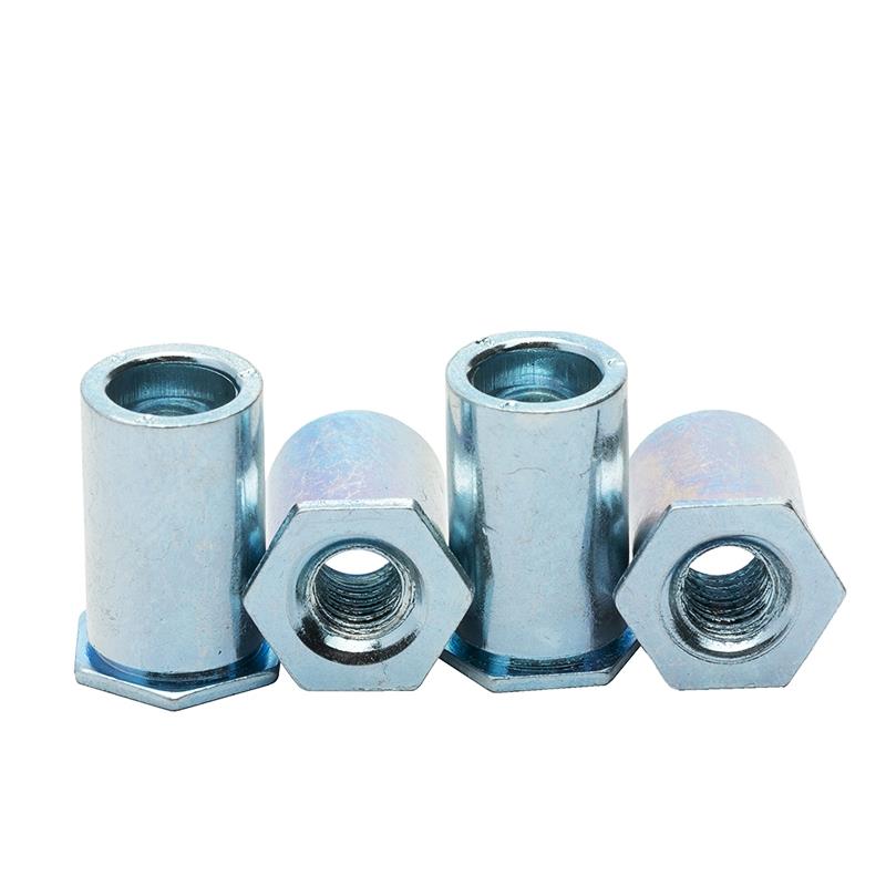 镀蓝锌通孔压铆螺柱直通压板螺母柱压铆螺丝柱压铆件M2M3M4M5M6M8