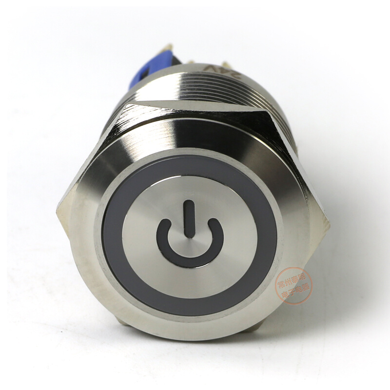 。一佳GQ22-11EPS复位金属不锈钢带灯按钮开关电源标志22mm220V24