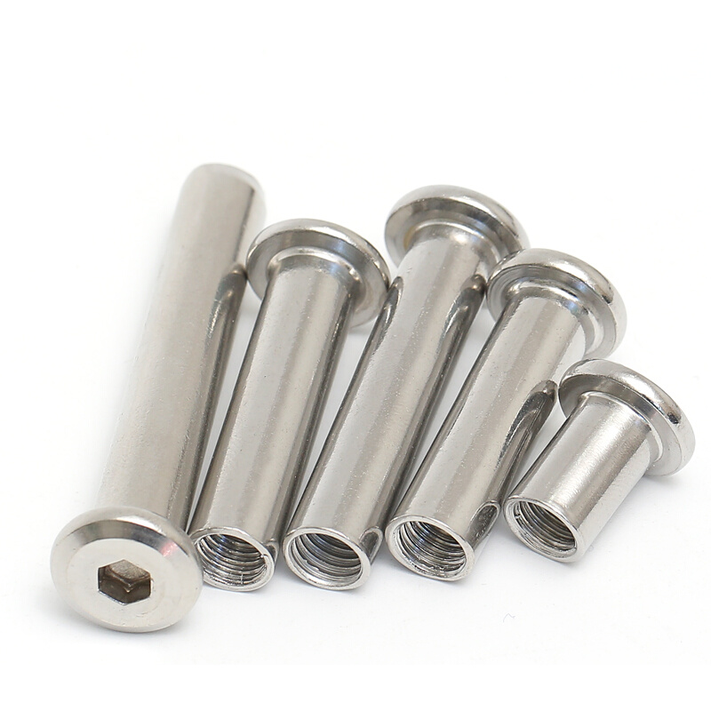 。304不锈钢斜平头倒边家具内六角对锁螺母组合对接敲夹帽M4M5M6M