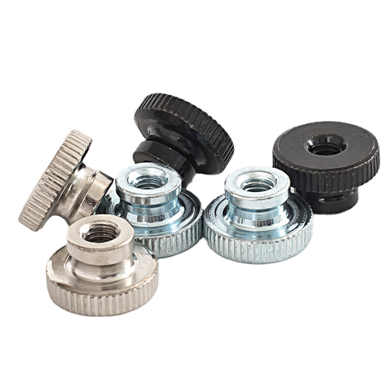 。m3m4m5m6m8m10滚花手拧螺母GB806镀镍镀锌黑色高头大头台阶螺帽