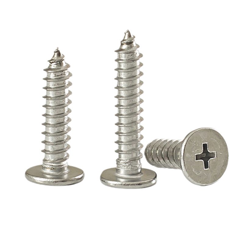 。304不锈钢CA扁平头自攻螺丝钉大薄头子平头尖尾十字M2M3M4M5-M6