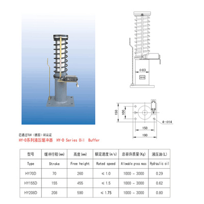 。河北久联电梯液压缓冲器油压 HY70D 155D HY208D适用西继迅达西