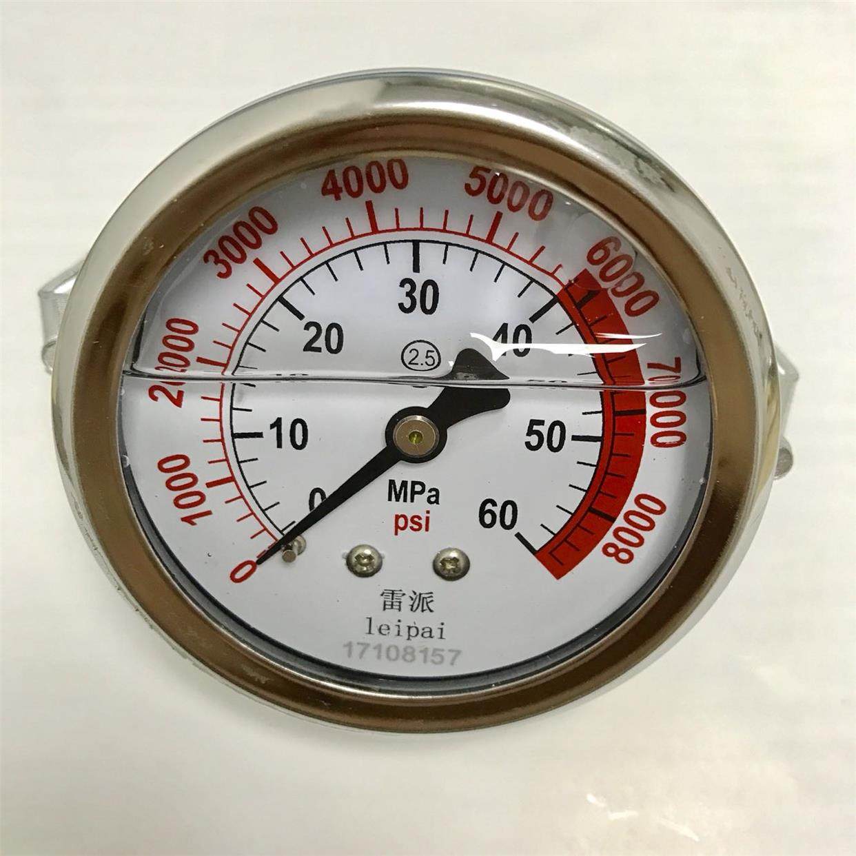 轴向带支架耐震压力表 yn-60z-u 直径60mm 压力60mpa 8000psi m14