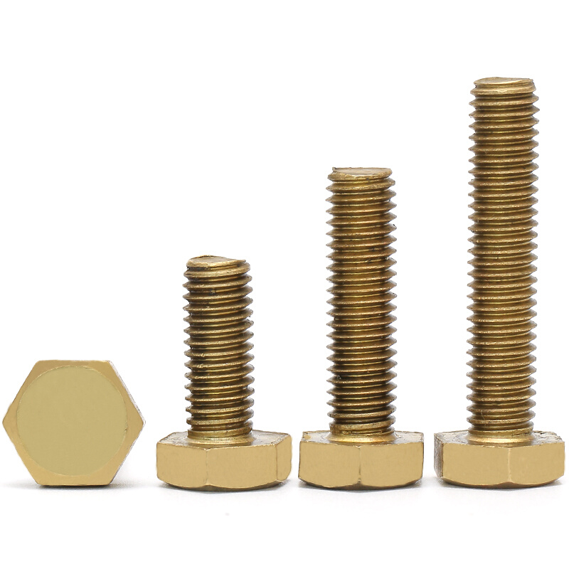 。铜螺丝 黄铜外六角螺栓六角方螺杆铜材质螺钉M3M4M5M6M8M10M12M