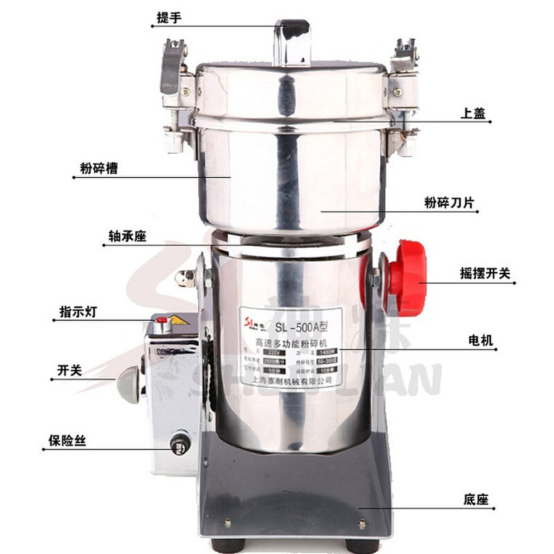 。SL-750A高速多功能粉碎机 摇摆式中药材粉碎机打粉机 750克