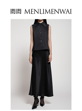 黑色进口棉布无袖衬衫BR24QS0820B半身裙BR24QB0091D