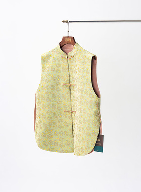 门里门外黄色小梅花宋锦马甲BC25DM1230C