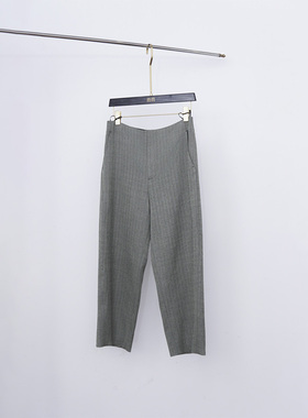 门里门外灰色柞蚕丝拼接斜纹裤子BR25QK0873A