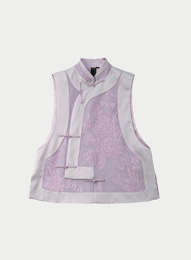 门里门外紫色欧根纱剪花马甲BC24QM0238H