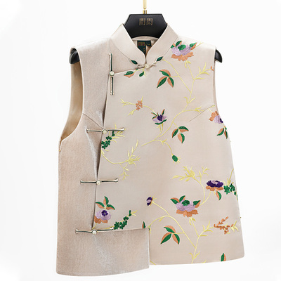 门里门外白榆缠枝纹库缎绒马甲BR26CM0061G