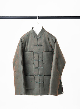 门里门外墨绿色欧根纱夹棉外套BR24QW0268F