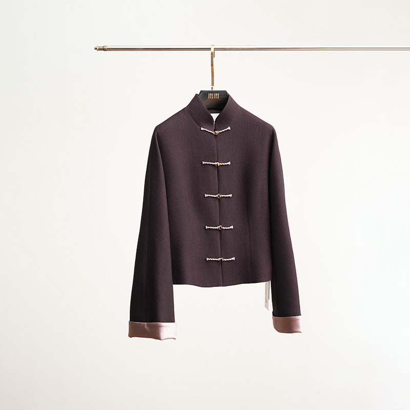门里门外绛紫色粗纺肌理上衣外套BM25QK0823B