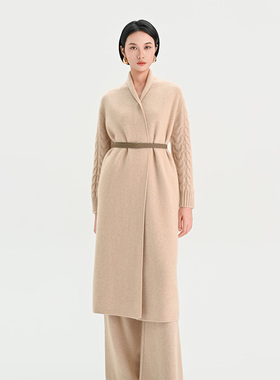 门里门外浅驼/浅咖色纯羊绒长款开衫25Q95180